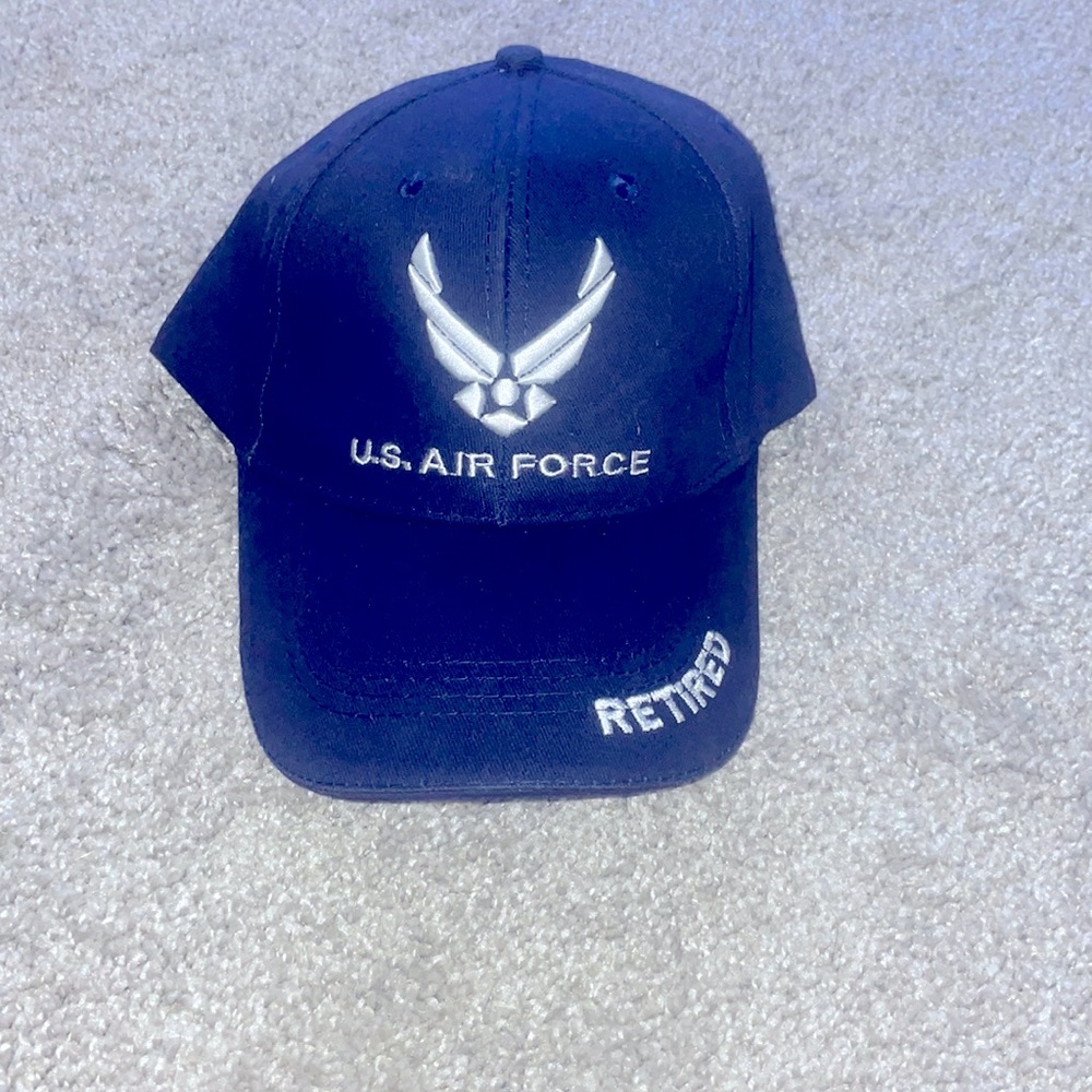 Retired Airforce dad hat navy blue adjustable back
